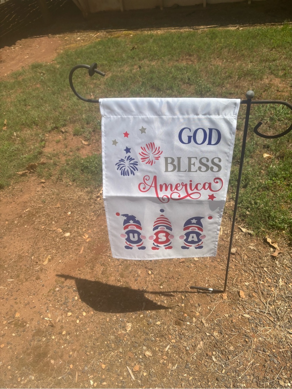 God Bless America Decorative Garden Flag - Patriotic Red White Blue